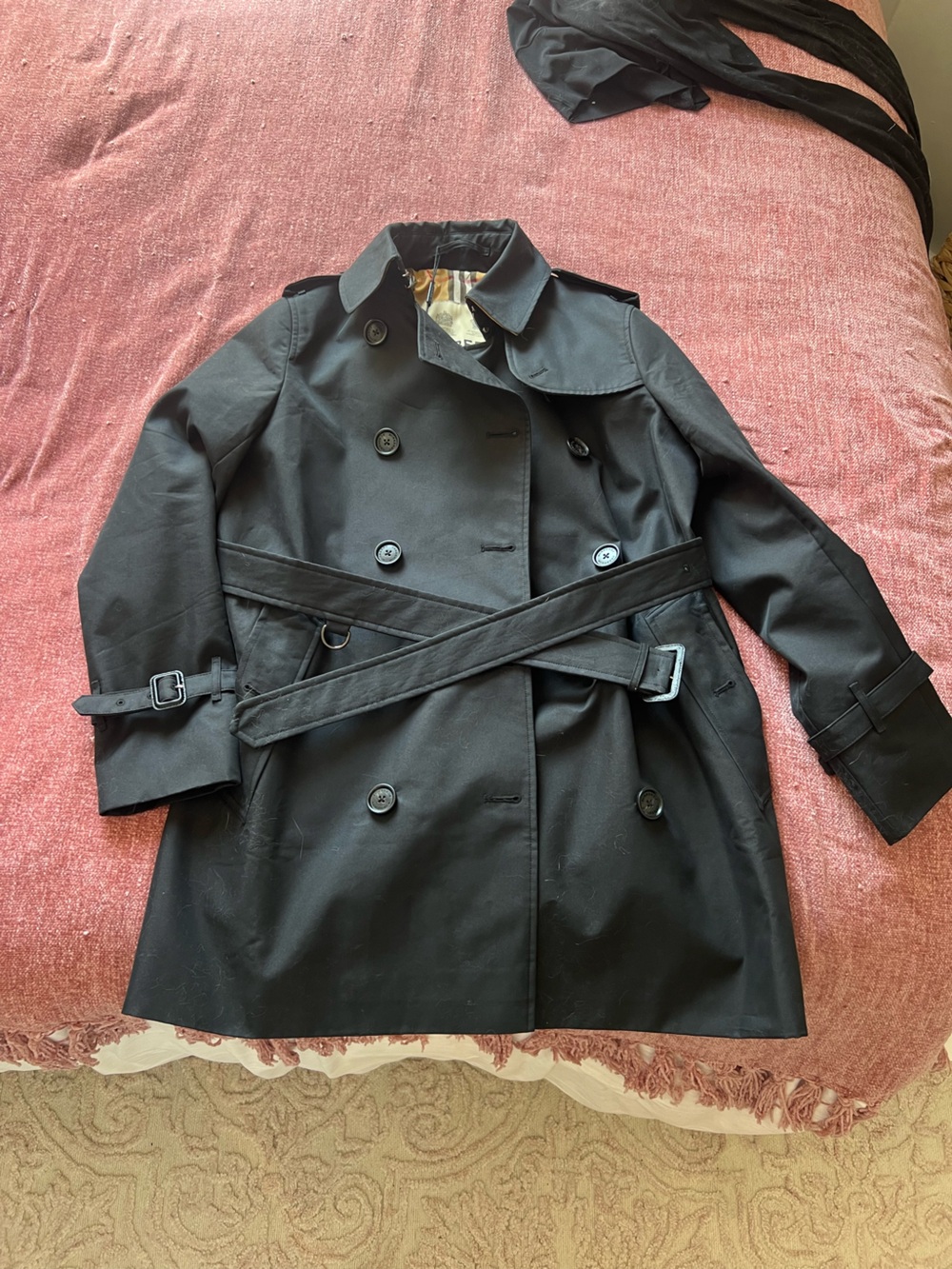 Classic Black Trench Coat with Belt